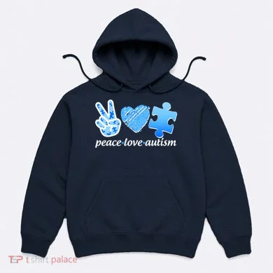 Blue Peace Love Autism  Hoodie