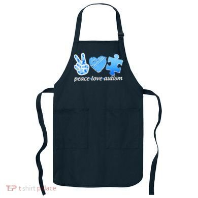 Blue Peace Love Autism  Apron