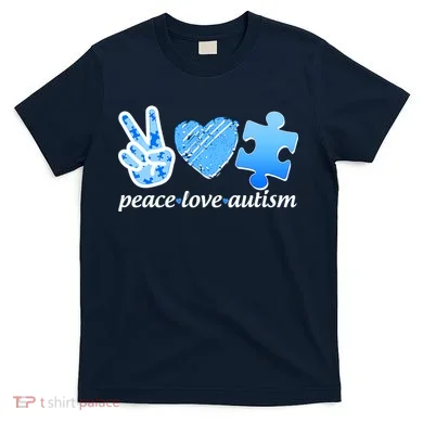 Blue Peace Love Autism  T-Shirt