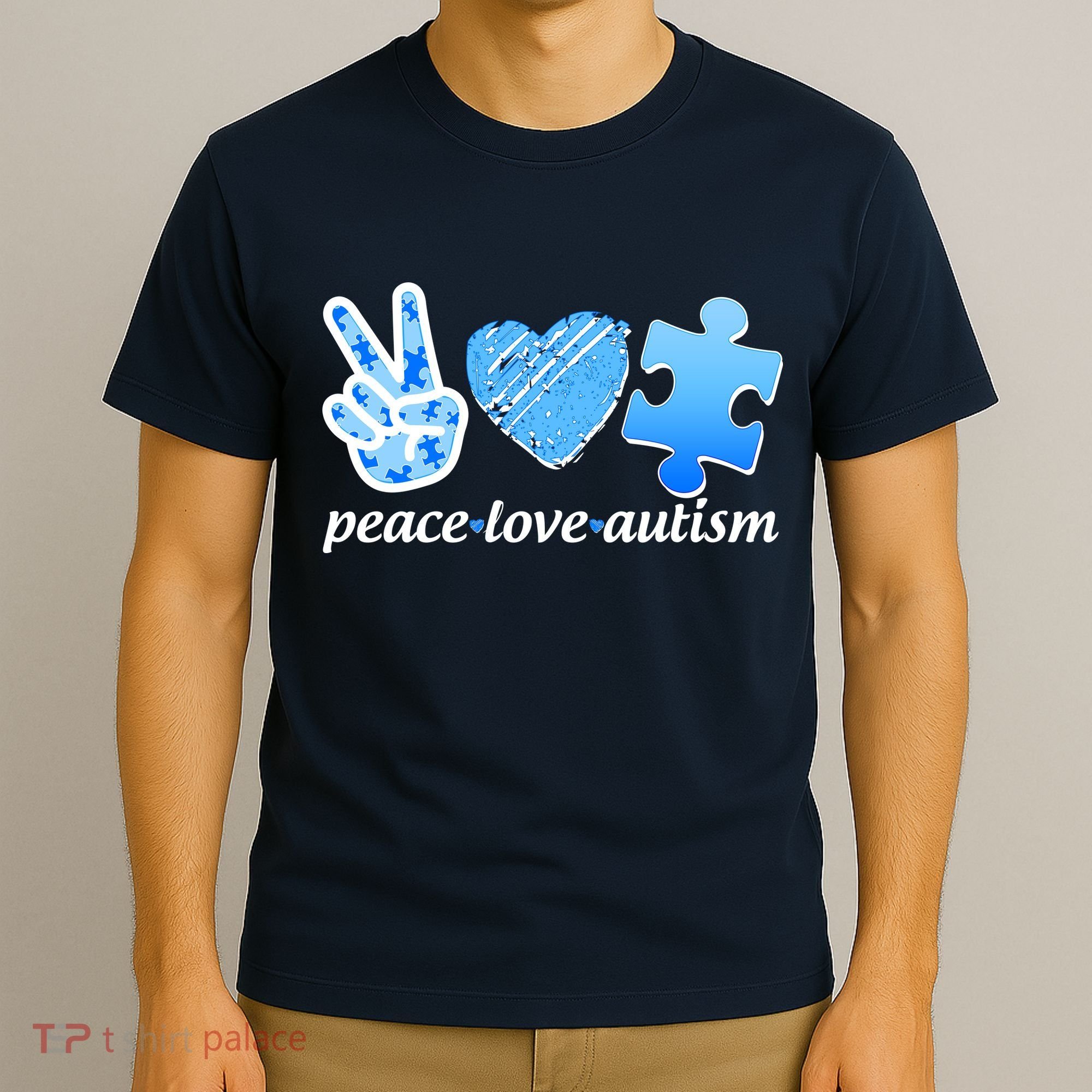 Blue Peace Love Autism  T-Shirt