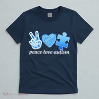Blue Peace Love Autism  T-Shirt thumb 5