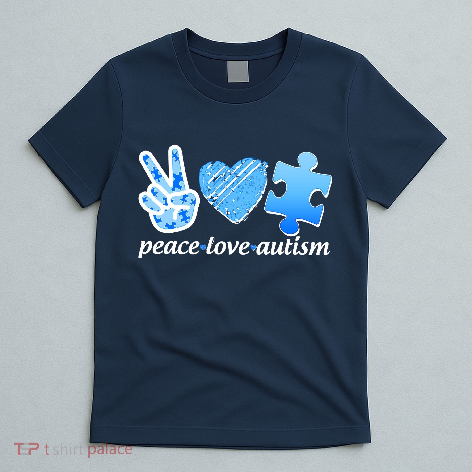 Blue Peace Love Autism  T-Shirt