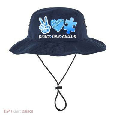 Blue Peace Love Autism  Bucket Hat