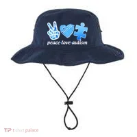 Blue Peace Love Autism  Bucket Hat thumb 0
