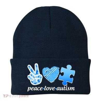 Blue Peace Love Autism  Beanie
