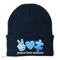 Blue Peace Love Autism  Beanie thumb 0