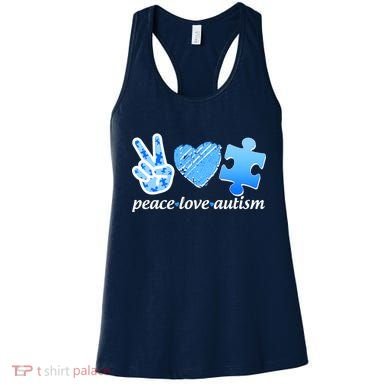 Blue Peace Love Autism  Women's Tank Top