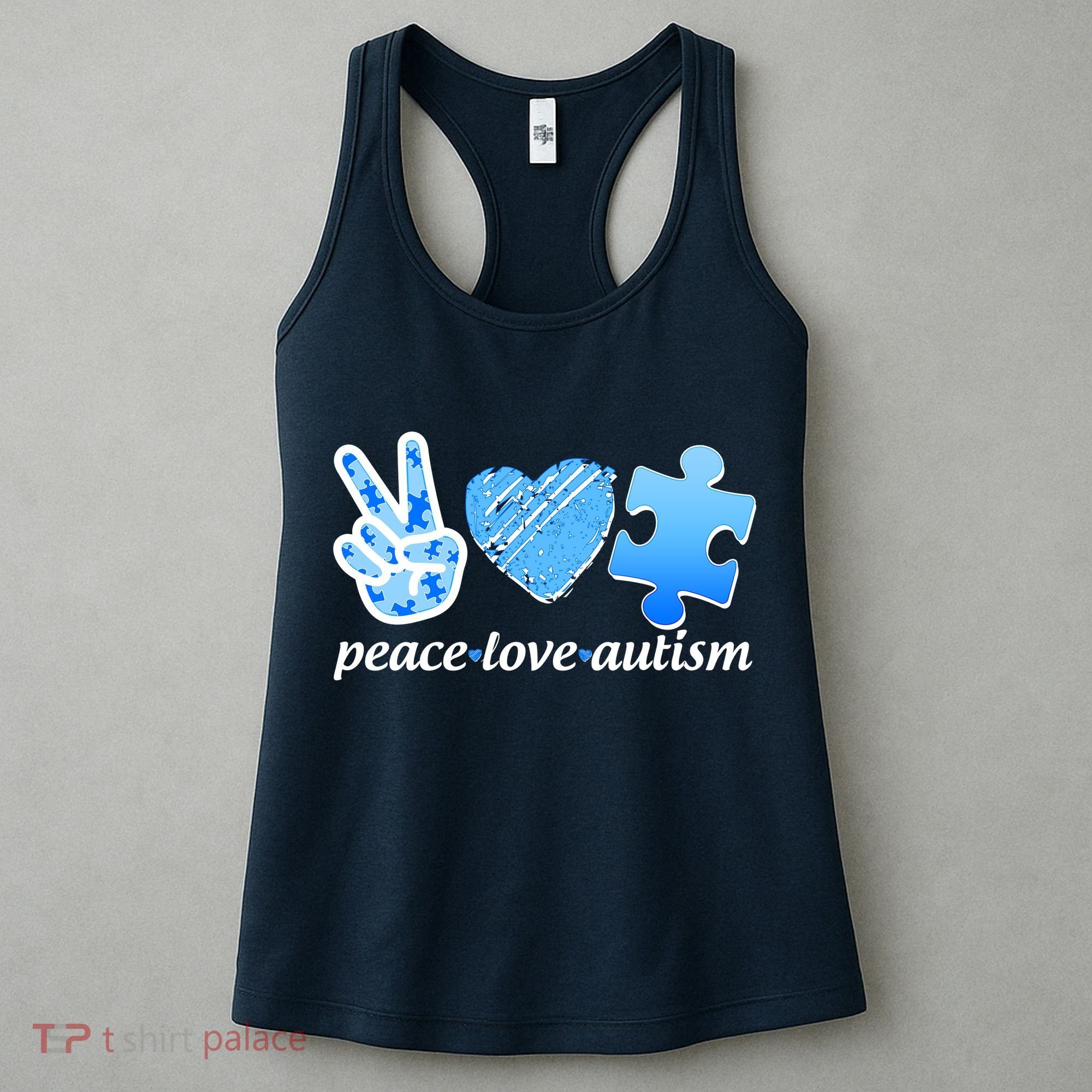Blue Peace Love Autism  Women's Tank Top