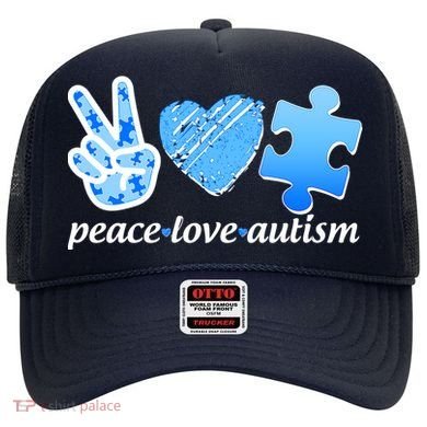 Blue Peace Love Autism  Hat