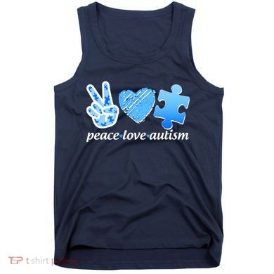 Blue Peace Love Autism  Tank Top
