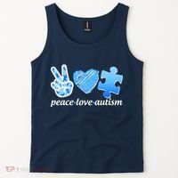 Blue Peace Love Autism  Tank Top thumb 2