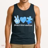 Blue Peace Love Autism  Tank Top thumb 3
