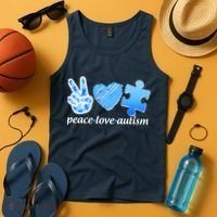 Blue Peace Love Autism  Tank Top thumb 4
