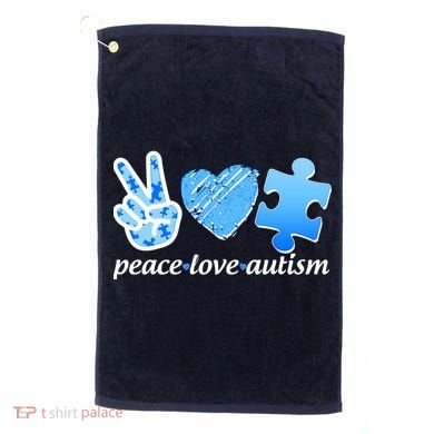 Blue Peace Love Autism  Golf Towel