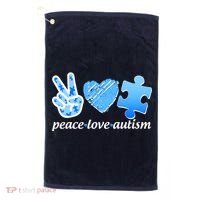 Blue Peace Love Autism  Golf Towel thumb 0