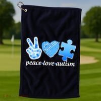 Blue Peace Love Autism  Golf Towel thumb 1