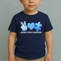 Blue Peace Love Autism  Toddler T-Shirt thumb 2