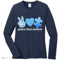 Blue Peace Love Autism  Women's Long Sleeve Shirt thumb 0