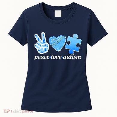 Blue Peace Love Autism  Women's T-Shirt