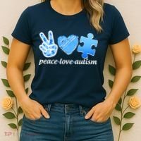 Blue Peace Love Autism  Women's T-Shirt thumb 2