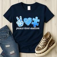 Blue Peace Love Autism  Women's T-Shirt thumb 3