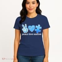 Blue Peace Love Autism  Women's T-Shirt thumb 4