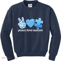 Blue Peace Love Autism  Kids Sweatshirt thumb 0