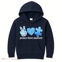 Blue Peace Love Autism  Kids Hoodie thumb 0