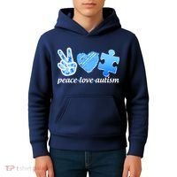 Blue Peace Love Autism  Kids Hoodie thumb 4