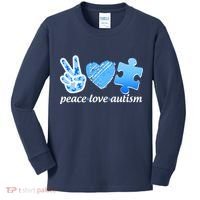 Blue Peace Love Autism  Kids Long Sleeve Shirt thumb 0