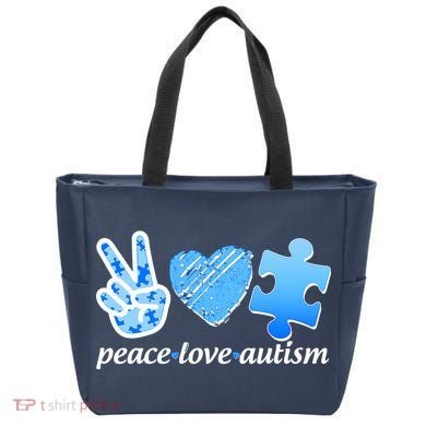 Blue Peace Love Autism  Tote Bag