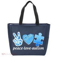 Blue Peace Love Autism  Tote Bag thumb 0