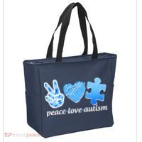 Blue Peace Love Autism  Tote Bag thumb 2