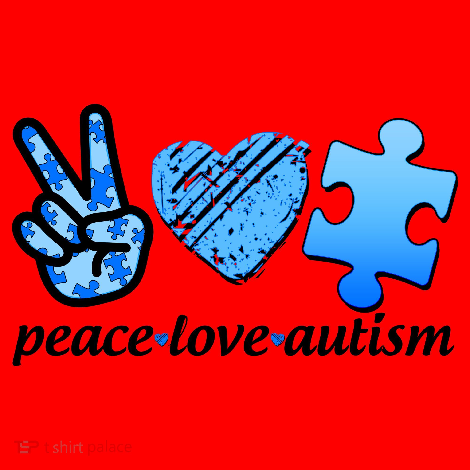 Blue Peace Love Autism  Santa Hat