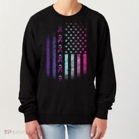 Blue Pink Teal Ribbon Flag Thyroid Cancer Awareness Women's Sweatshirt thumb 0