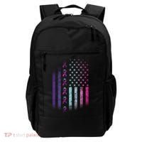 Blue Pink Teal Ribbon Flag Thyroid Cancer Awareness Backpack thumb 0