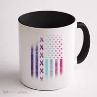 Blue Pink Teal Ribbon Flag Thyroid Cancer Awareness Coffee Mug thumb 1