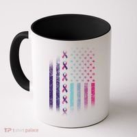 Blue Pink Teal Ribbon Flag Thyroid Cancer Awareness Coffee Mug thumb 0