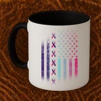 Blue Pink Teal Ribbon Flag Thyroid Cancer Awareness Coffee Mug thumb 2