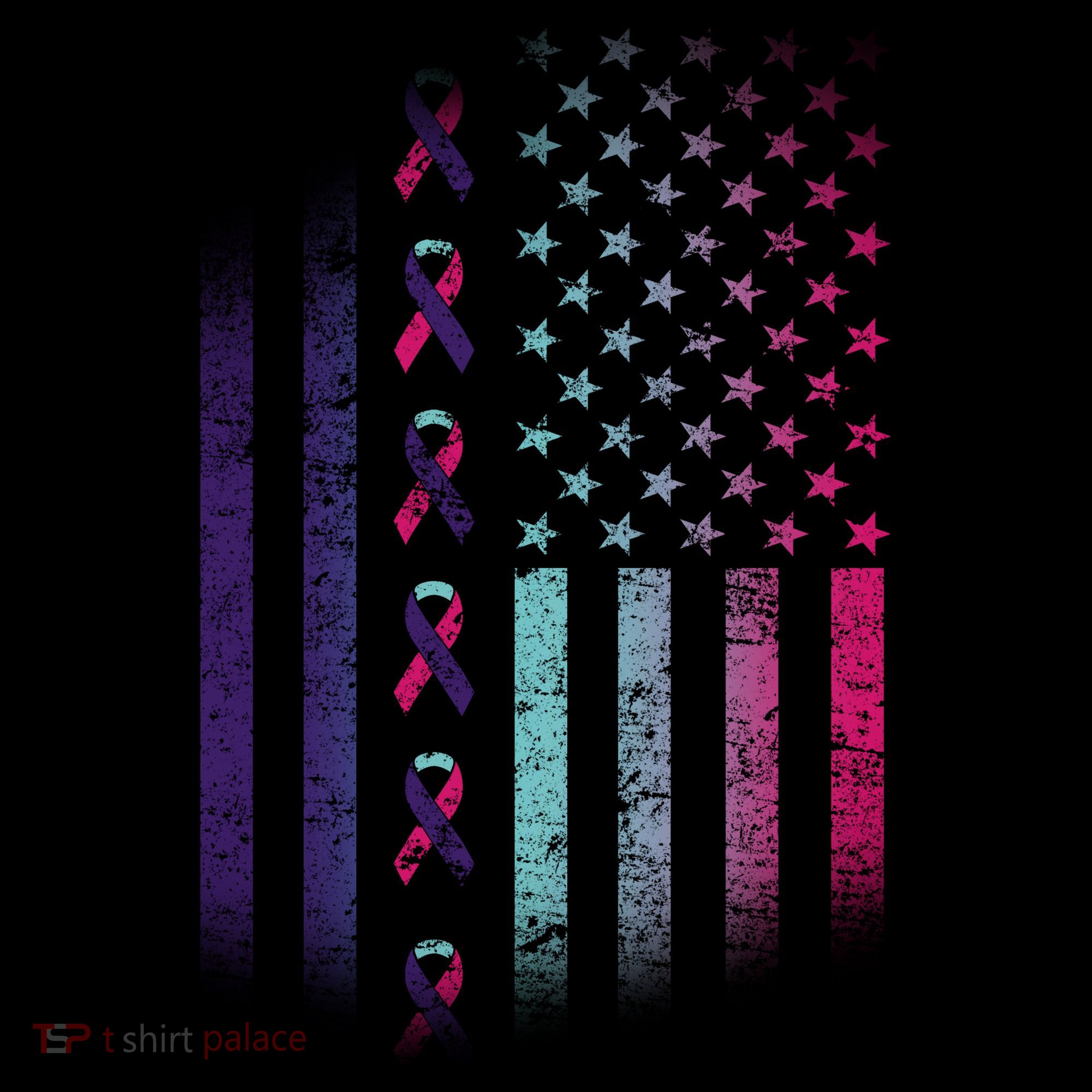Blue Pink Teal Ribbon Flag Thyroid Cancer Awareness Coffee Mug