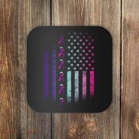 Blue Pink Teal Ribbon Flag Thyroid Cancer Awareness Coaster thumb 0
