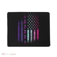 Blue Pink Teal Ribbon Flag Thyroid Cancer Awareness Mousepad thumb 0