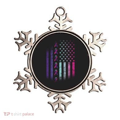 Blue Pink Teal Ribbon Flag Thyroid Cancer Awareness Ornament