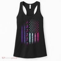 Blue Pink Teal Ribbon Flag Thyroid Cancer Awareness Women's Tank Top thumb 0