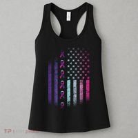 Blue Pink Teal Ribbon Flag Thyroid Cancer Awareness Women's Tank Top thumb 3