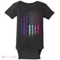 Blue Pink Teal Ribbon Flag Thyroid Cancer Awareness Baby Bodysuit thumb 0