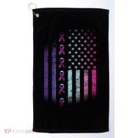 Blue Pink Teal Ribbon Flag Thyroid Cancer Awareness Golf Towel thumb 0