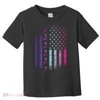 Blue Pink Teal Ribbon Flag Thyroid Cancer Awareness Toddler T-Shirt thumb 0