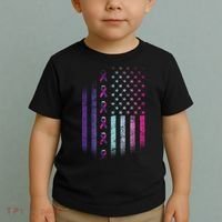 Blue Pink Teal Ribbon Flag Thyroid Cancer Awareness Toddler T-Shirt thumb 2