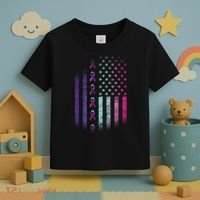Blue Pink Teal Ribbon Flag Thyroid Cancer Awareness Toddler T-Shirt thumb 3